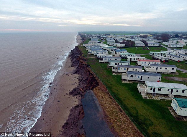 Tidal surge East Yorkshire Skipsea Janaury 2017 coastal erosion