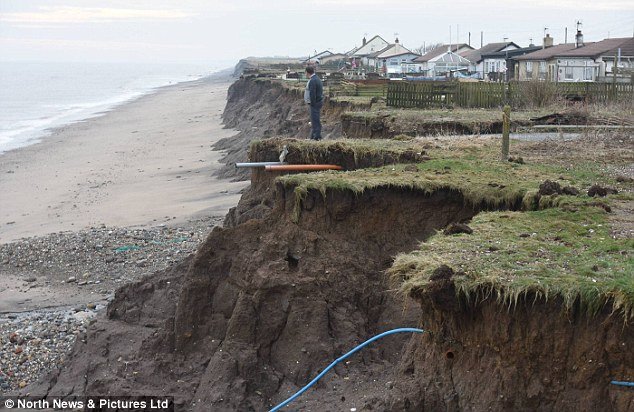 Tidal surge East Yorkshire Skipsea Janaury 2017 coastal erosion