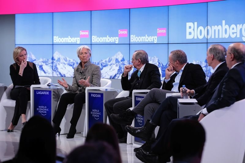 Lagarde speaks during a panel discussion at Davos, Jan. 18