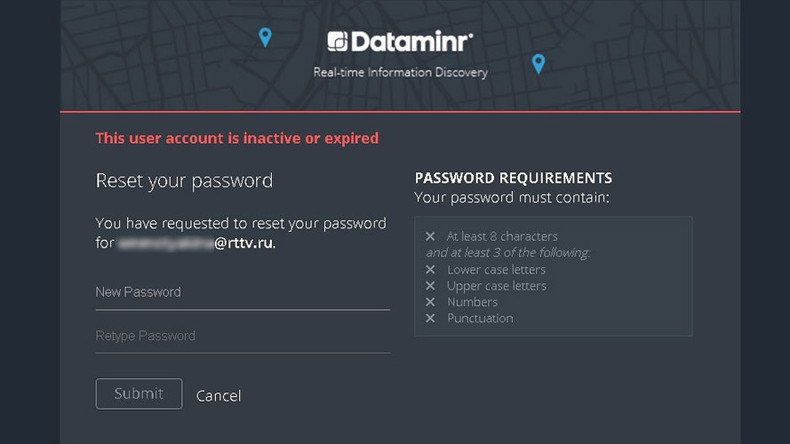 RT blocked on Dataminr screenshot