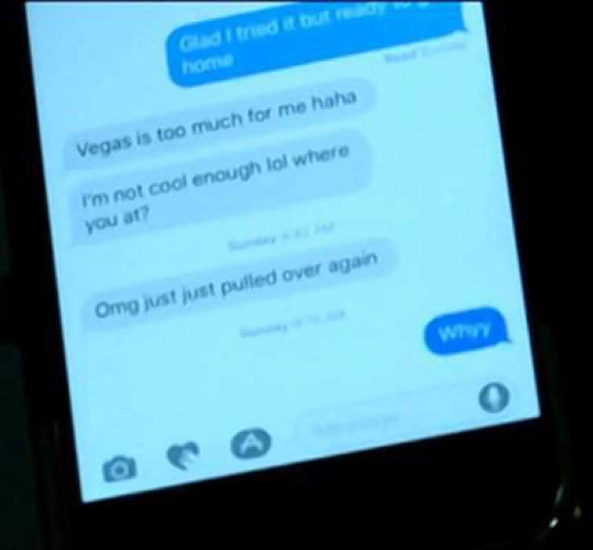 Anderson texted her boyfriend