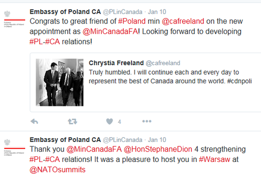 Polish Embassy in Ottawa issued tweet