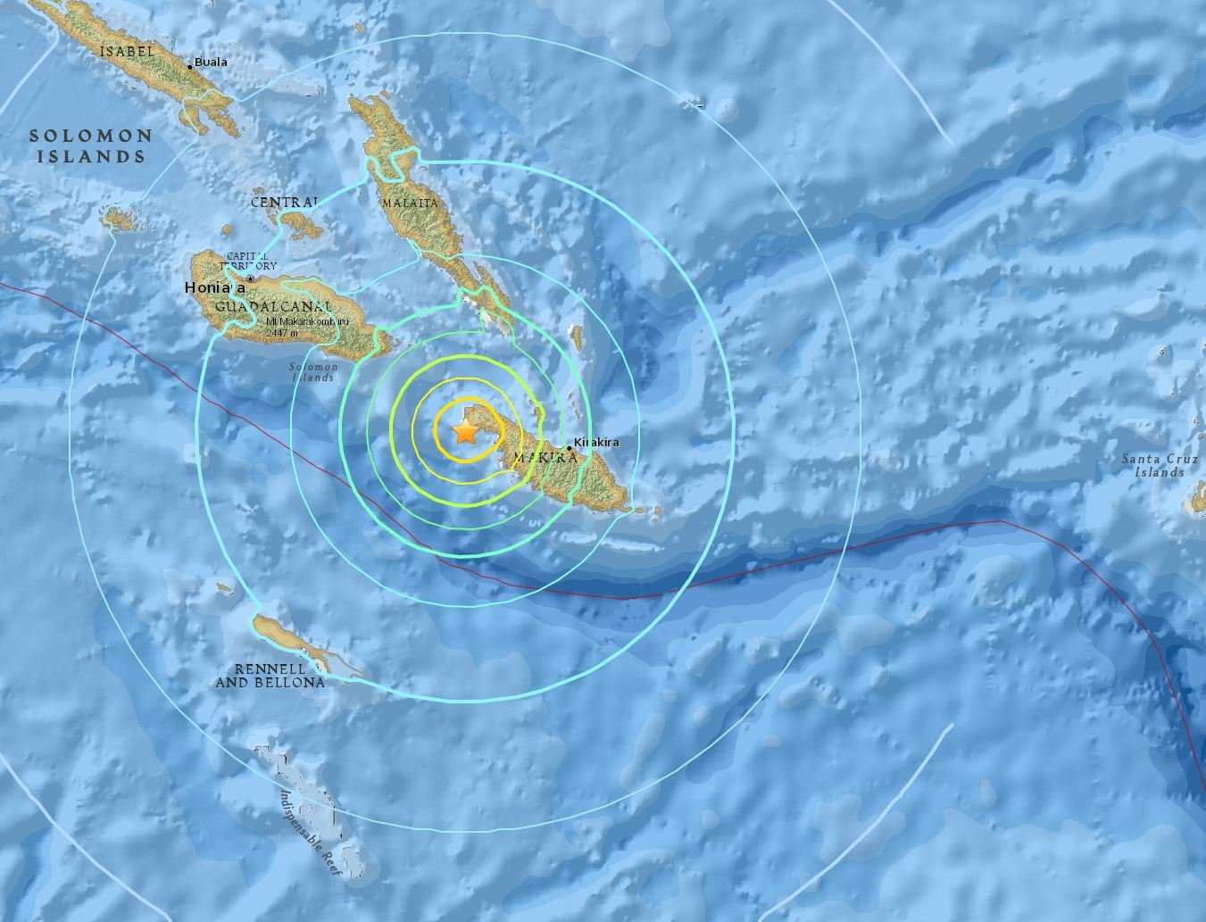 Solomon Island earthquake map