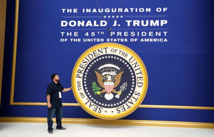 presidential seal at the site of the Commander in Chief inaugural ball