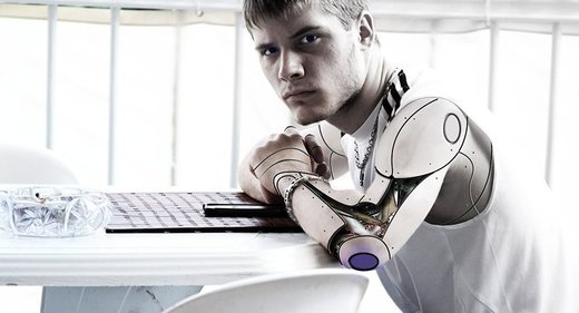 Man with robotic arm