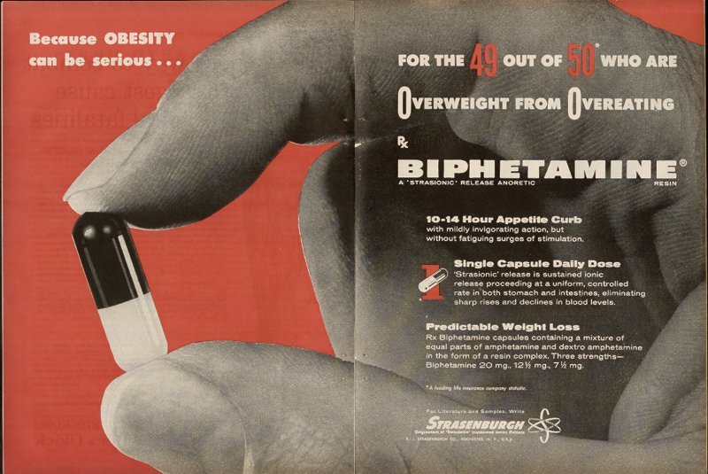 An early magazine ad for the weight loss drug biphatemine. 