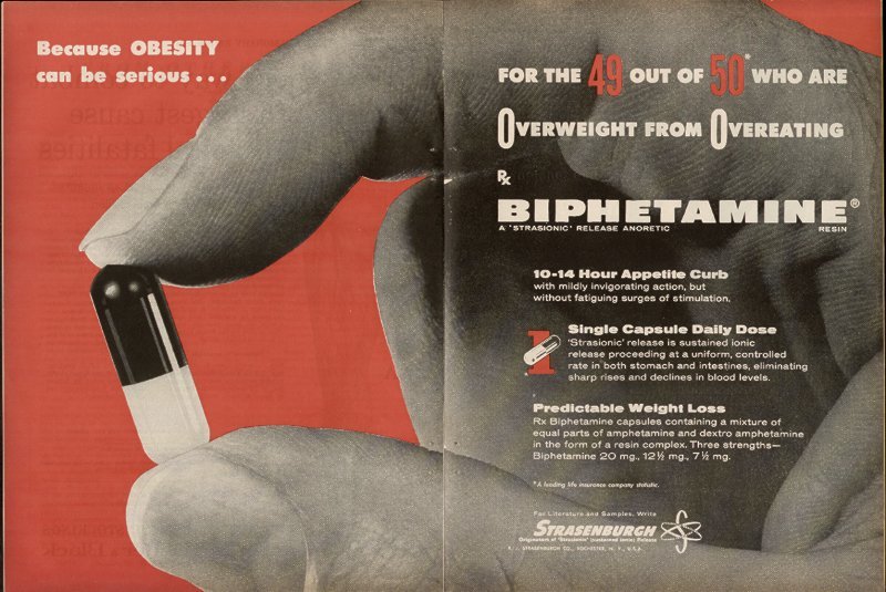 Click to enlarge An early magazine ad for the weight loss drug biphatemine.