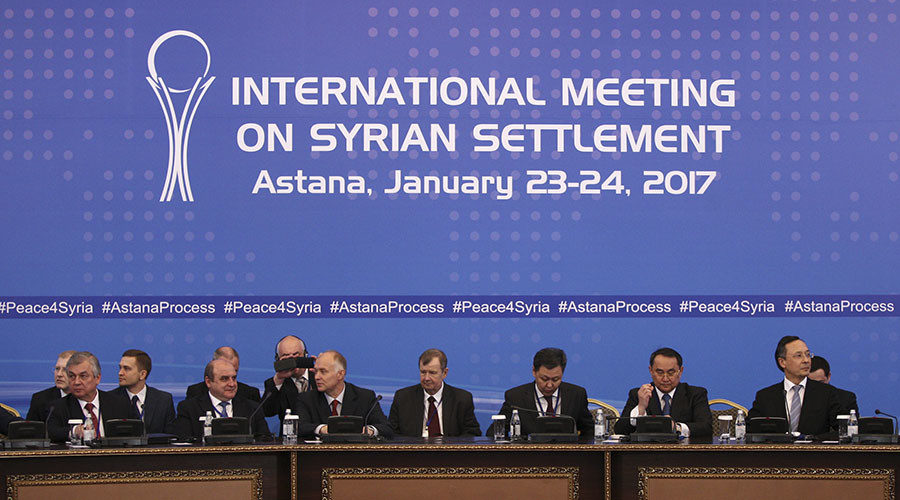 Participants of Syria peace talks attend a meeting in Astana, Kazakhstan January 23, 2017