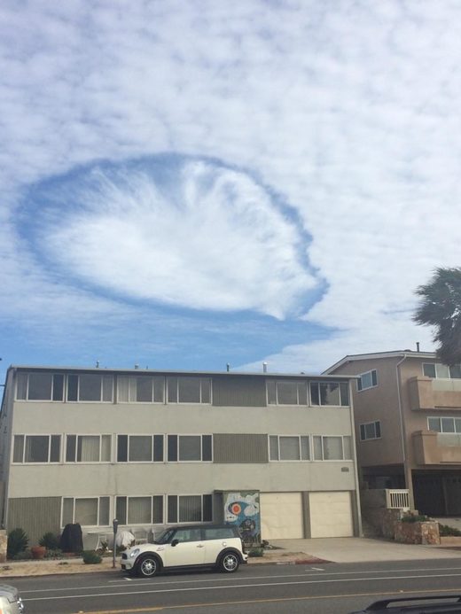 Hole punch clouds in SoCal