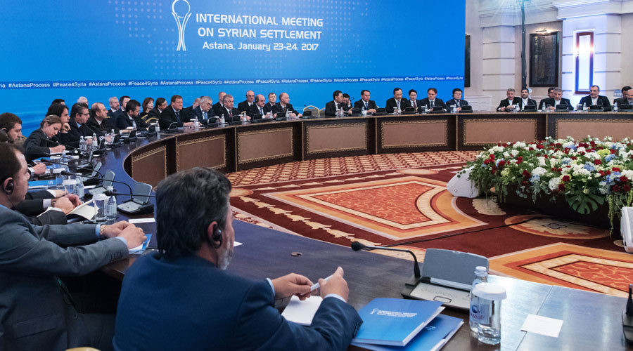 Participants in a meeting on Syria in Astana