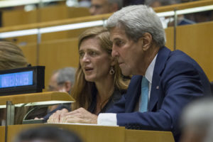 Click to enlarge Secretary of State John Kerry with Samantha Power, U.S. ambassador to the U.N., during the general debate of the General Assembly, Sept. 20, 2016