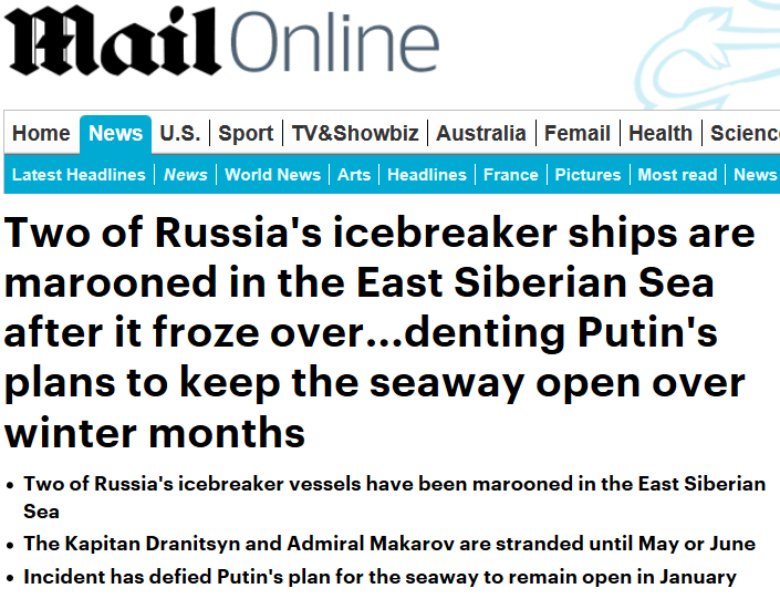 Click to enlarge Two Russian Icebreakers Marooned