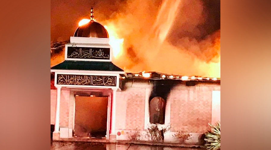 Click to enlarge Texas mosque destroyed in blaze