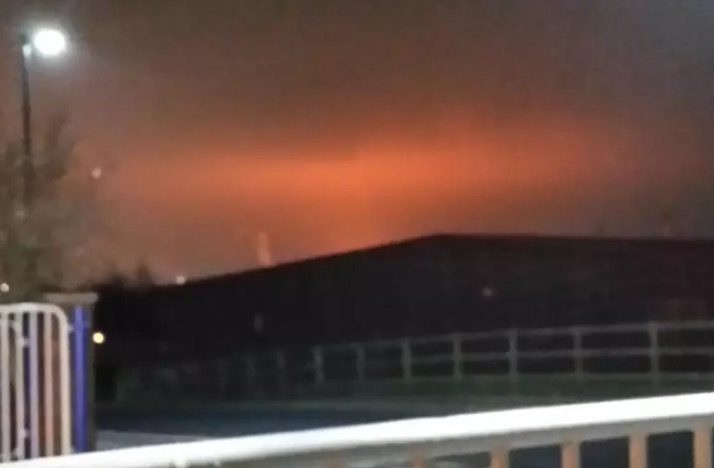 Orange lighted cloud in Sheffield