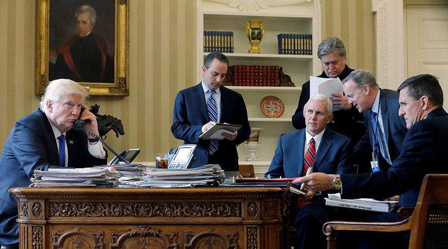 Click to enlarge Donald Trump speaks by phone