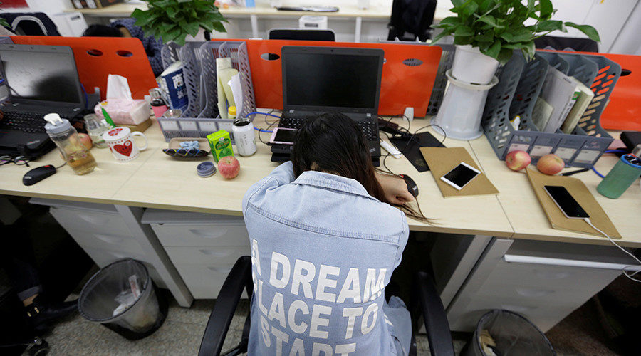 Click to enlarge sleeping at desk