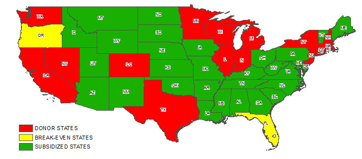 Click to enlarge US map of federal funds flow