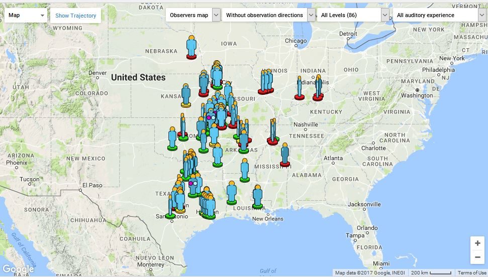AMS meteor fireball map 30.01.17