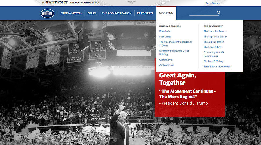 Click to enlarge white house website