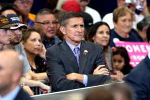 Retired U.S. Army Lieutenant General Michael Flynn at a campaign rally for Donald Trump at the Phoenix Convention Center in Phoenix, Arizona. Oct. 29, 2016