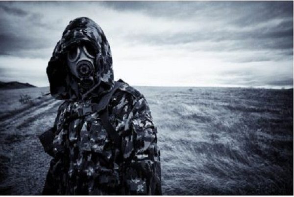 man in gas mask