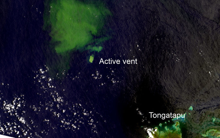 Click to enlarge Underwater volcano near Tonga