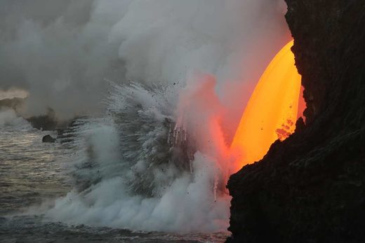 Hawaii volcano lava firehose