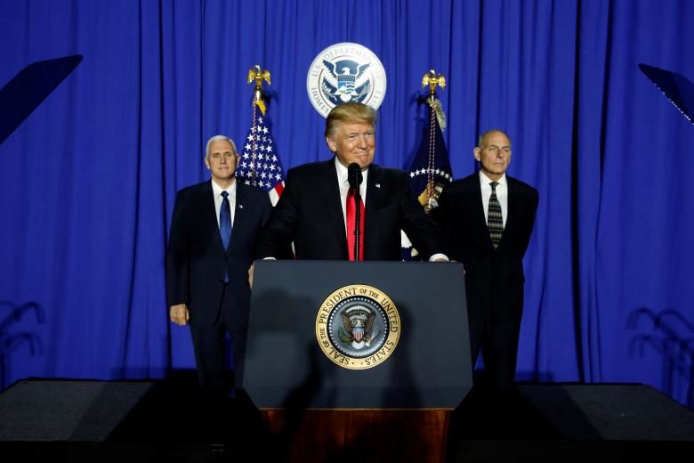 President Trump, Vice President Mike Pence and Homeland Security Secretary John Kelly