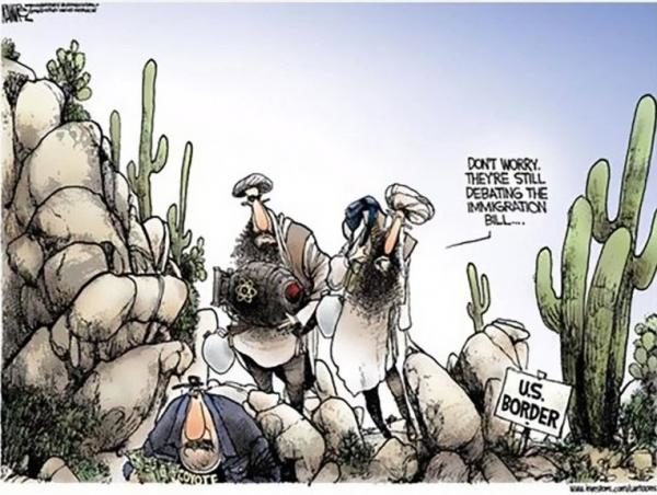 Border wall political cartoon