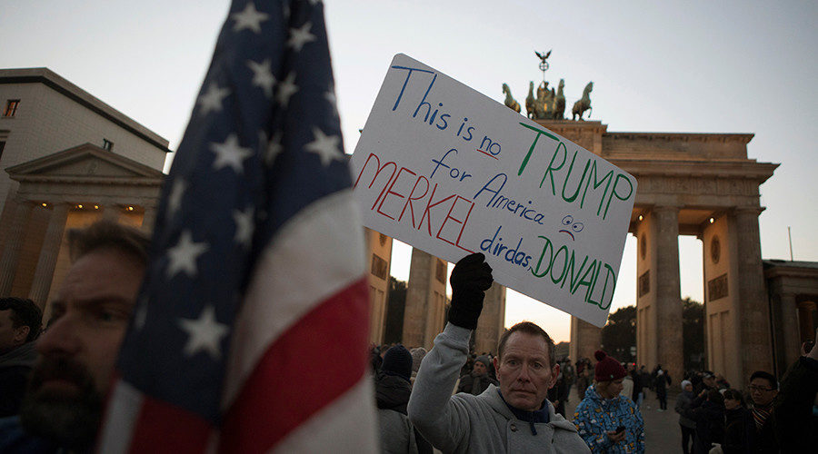 People protest against U.S. President Donald Trump in Berlin, Germany, November 12, 2016