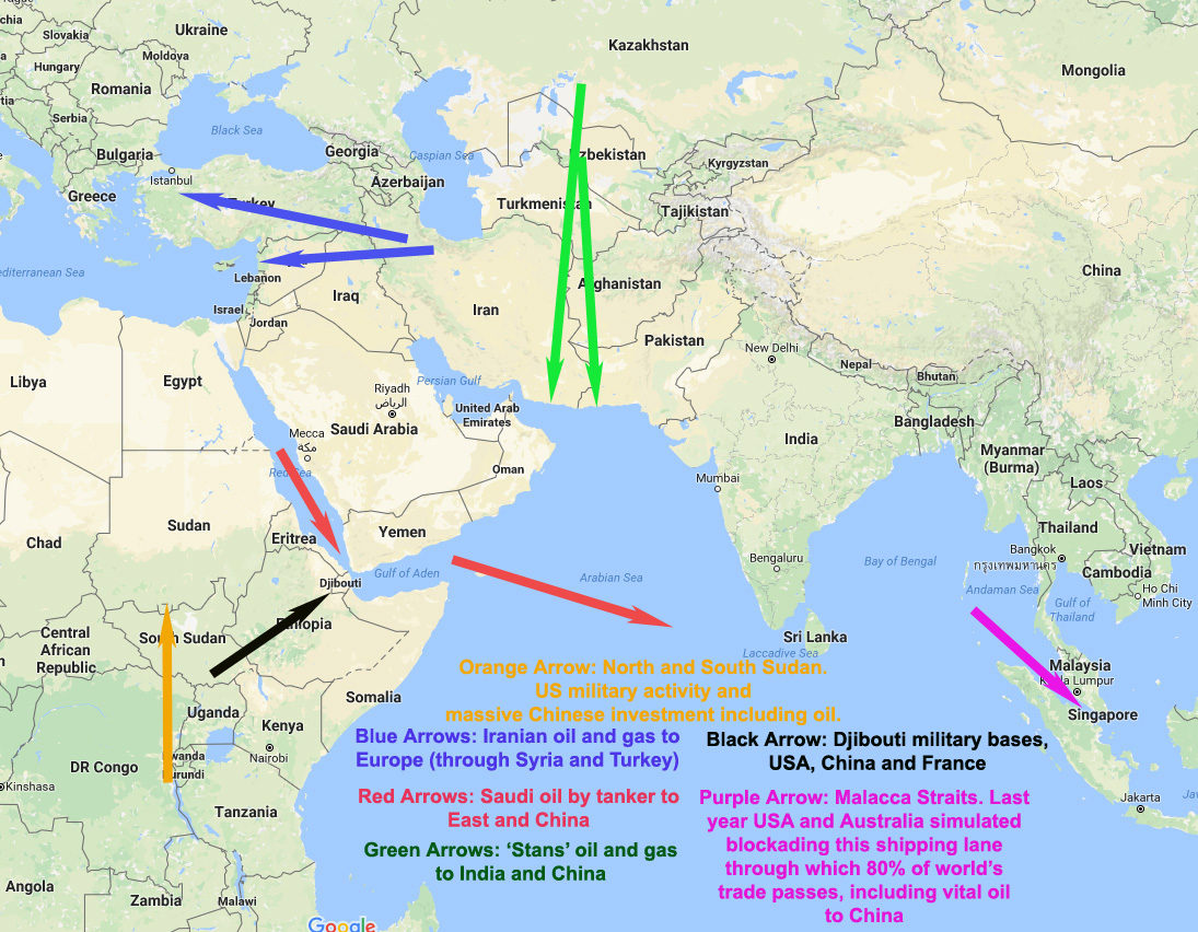 Click to enlarge Middle East and Africa and Asia geo-strategic map