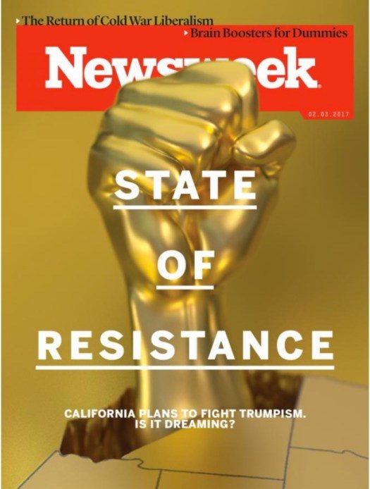 Click to enlarge A call to California, the Golden State, to resist the Trump administration.