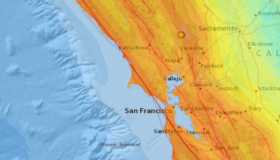 Click to enlarge Two magnitude 3.2 earthquakes struck near Angwin in Napa County on Monday morning, February 6, 2017 at 6:02 and 6:08 AM.