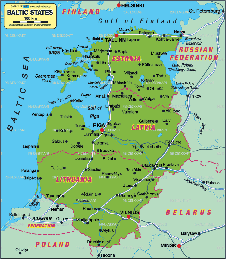 Click to enlarge Baltic States map