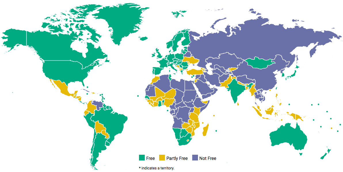Freedom in the World 2017 map