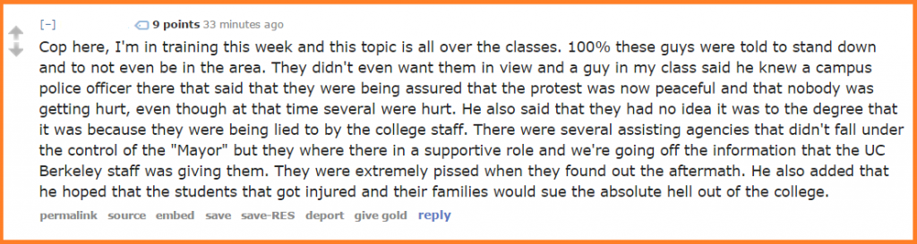 Click to enlarge UC Berkeley stand down order riot police swat protest Trump