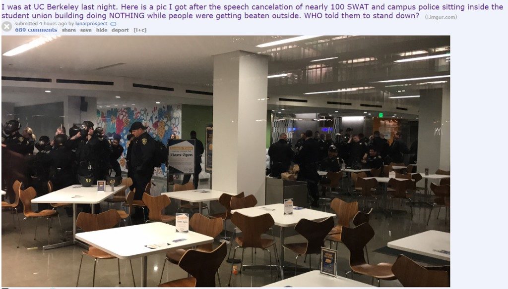 Click to enlarge UC Berkeley stand down order riot police swat protest Trump