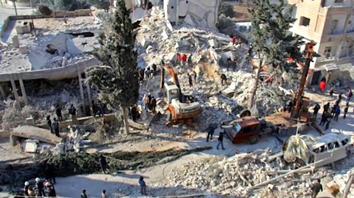 Rubble from airstrike
