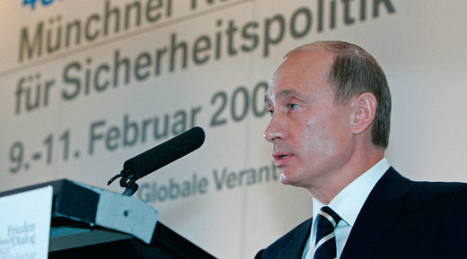 Click to enlarge Russian President Vladimir Putin addressing the 43rd Munich Conference
