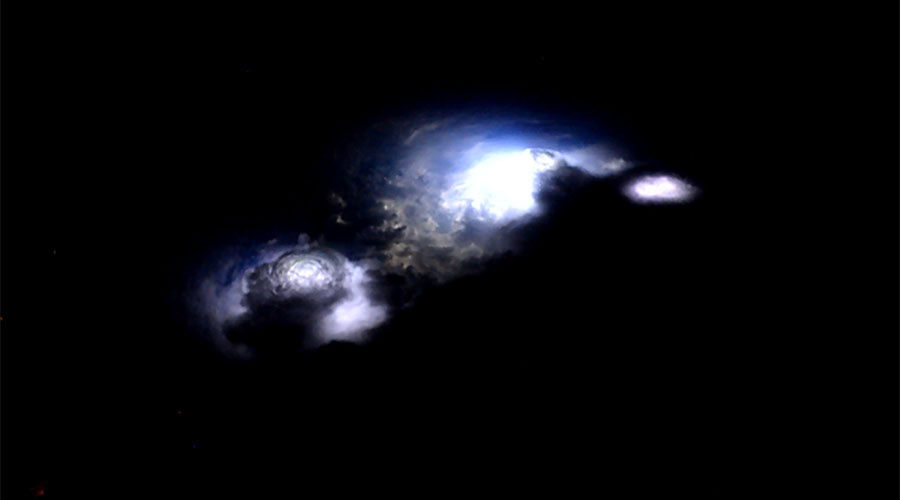 thunderstorm filmed from onboard the International Space Station