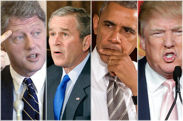Clinton, Bush, Obama, Trump