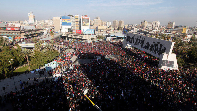 Supporters of Iraqi Shi'ite cleric Moqtada al-Sadr in Baghdad, Iraq