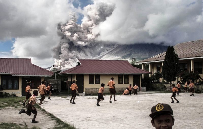 Mount Sinabung erupts