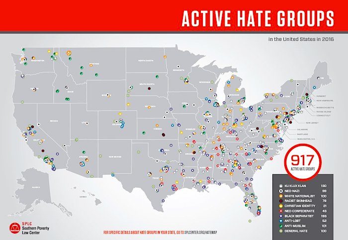 Click to enlarge Map USA hate groups