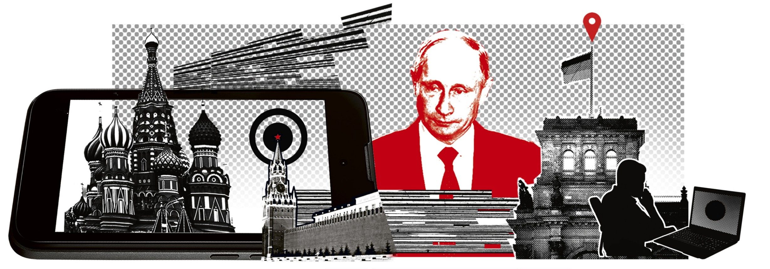 Graphic of Putin and cyber attacks