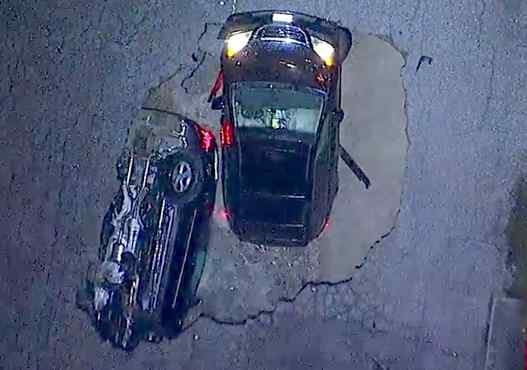 Click to enlarge Studio City sinkhole aerial footage