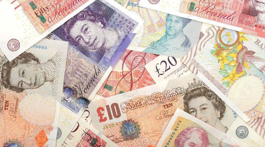 Click to enlarge Various banknotes, British Pound Sterling