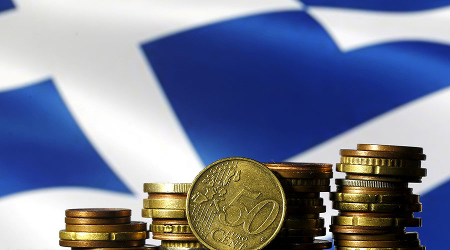 Greece flag and coins