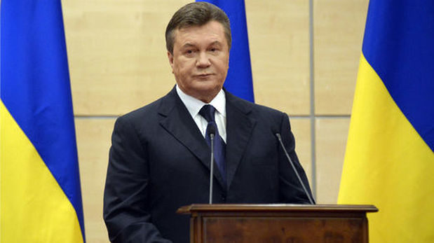 Ousted Ukrainian president Viktor Yanukovich attends his press-conference in southern Russian city of Rostov-on-Don, on March 11, 2014