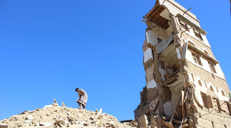 Destroyed Yemen building